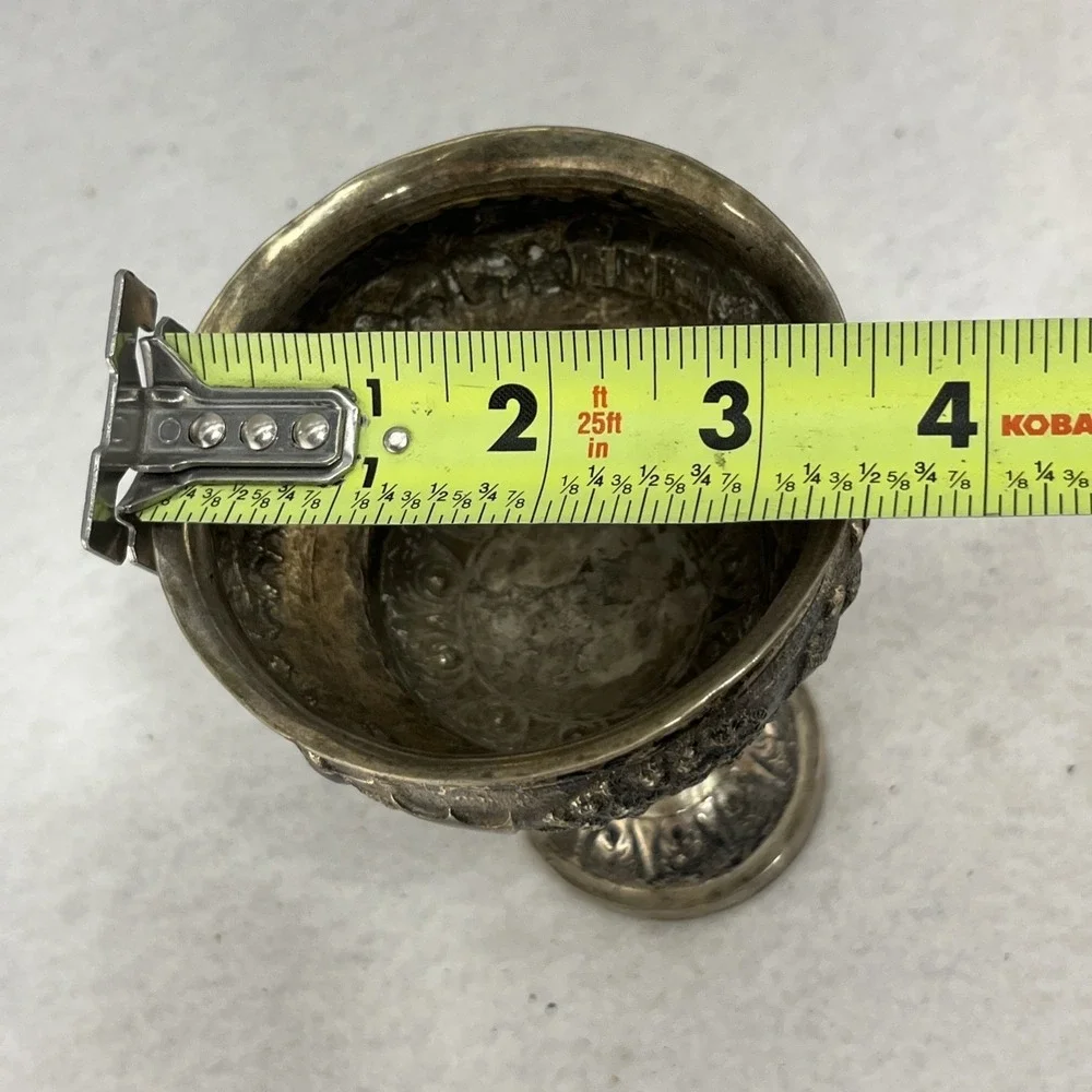 Antique Tibetan Tibet Buddhist Silverplate Yak Butter Lamp Cup , 5.5x3.5